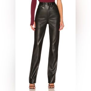 vegan leather straight leg pants